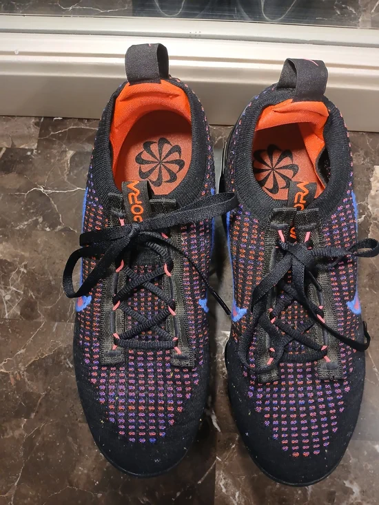 Nike VaporMax Black Knit Sneakers with Purple, Pink & Orange Accents - Picture 4 of 9